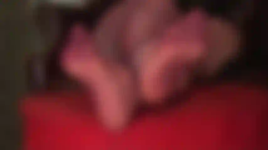 Foot fetish and dangling queen - sheer burgundy pantyhose feet are playing with your cock and with your mind.