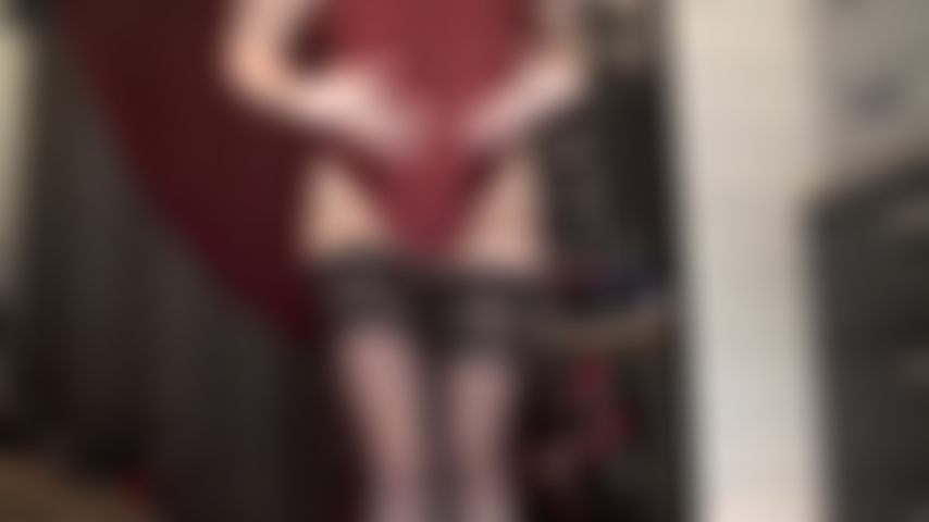Body worship in burgundy lycra bodysuit and black stockings - The curves in this outfit are almost too much for you to take.