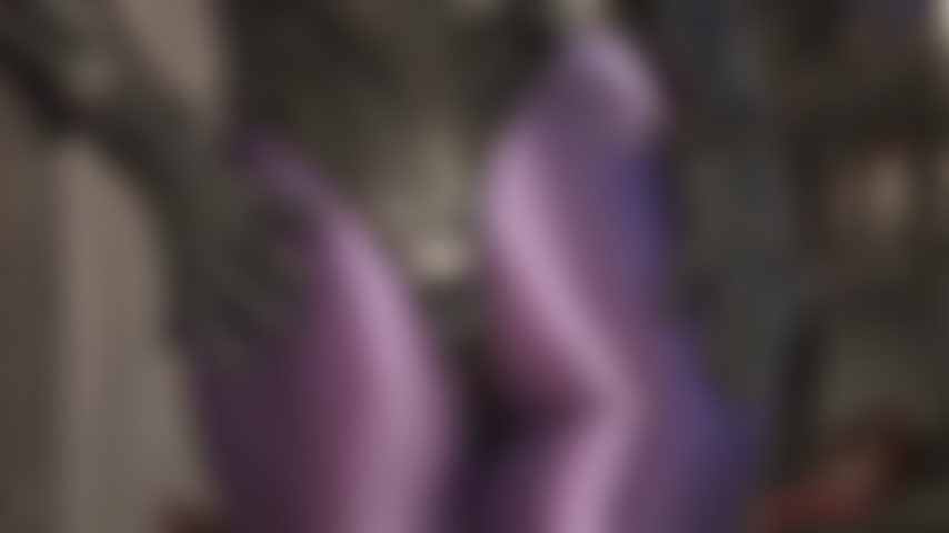 Shiny perfection in purple Leohex - Ass worship in shiny spandex tights and pvc bodysuit.