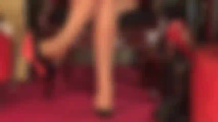 High heel worship, super glossy pantyhose, feet and cock tease.