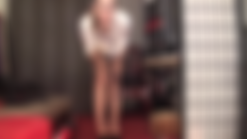 Seduced by your sexy boss into being her whore sucking her cock - Strapon domination in silky smooth white satin, pencil skirt and vintage brown garter stockings.