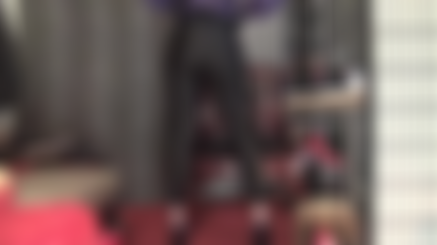 My ass and legs have you weak - Black spandex leggings, a couple of face kicks with Mistress' shoes, followed by worship of pantyhose and purple lace panties.