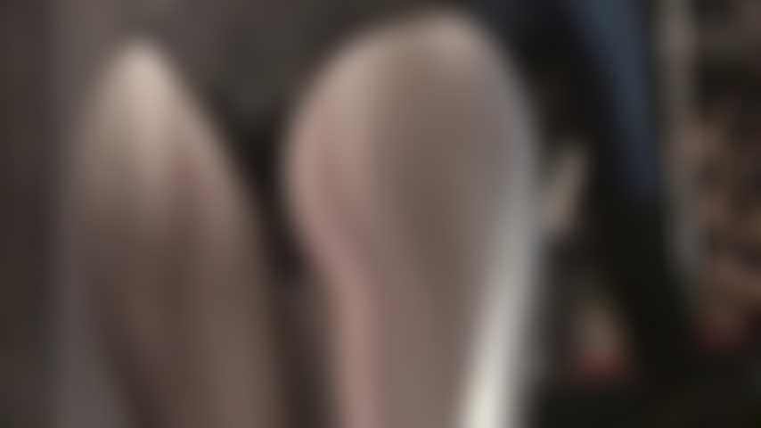 Ass worship in silver shiny spandex tights and bare.