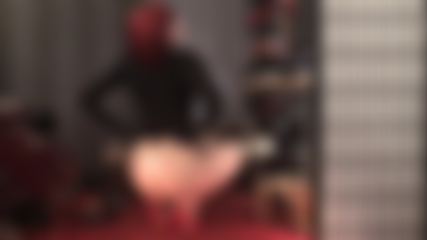 Wank for Mistress' provocative pantyhose ass and white thong pulled extra high - Squatting in red high heel mules, Mistress demands you stroke your cock non-stop.