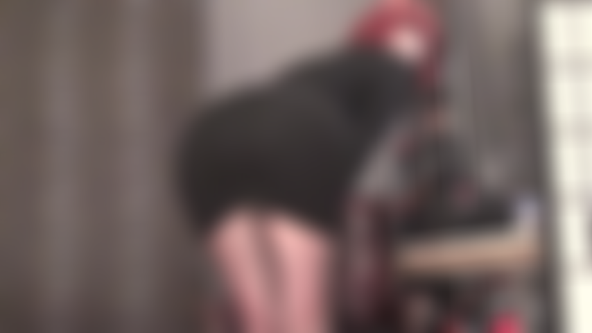 Sexy views of Mistress Vivian's amazing ass in sheer black pantyhose with red backseam and bare in red lace thongs.