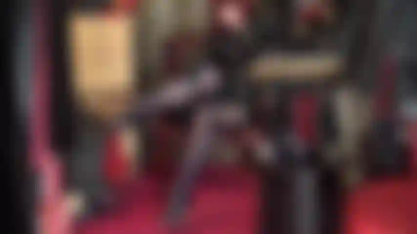 Indulging in your love for legs in pantyhose - admire mistress' long nylon clad legs in navy blue shiny hose with strappy stiletto heels.