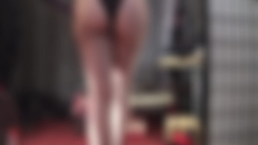 Pretty in purple - silky lace top stockings and lace panties.