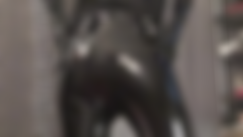 Indulging in your fetish for all things shiny - admire mistress vivian's ass in slick black pvc leggings, caressed by black latex gloves that milk your hard cock.