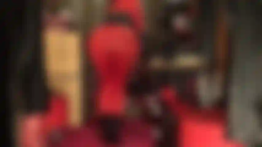 Red leggings ass worship and strapon domination with 8 inch black dildo.