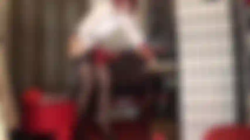 Red stocking covered pegging and spitroasting with thick black strap-on. Big cocks take you from both ends.