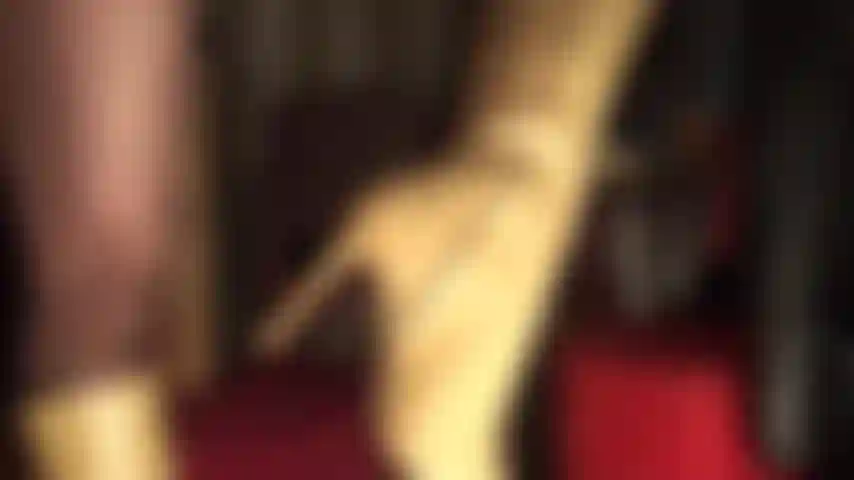 Beautiful tan leather boots, gloves, black pantyhose and a hot tight pvc dress to drive you absolutely insane.