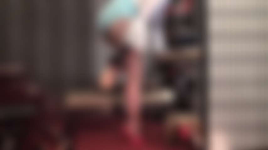 Sensual leg tease in brown pantyhose, red high heel mules and blue girdle panties. - Mistress knows you cannot resist her long legs and sexy arched feet in and out of these sexy stiletto slides.