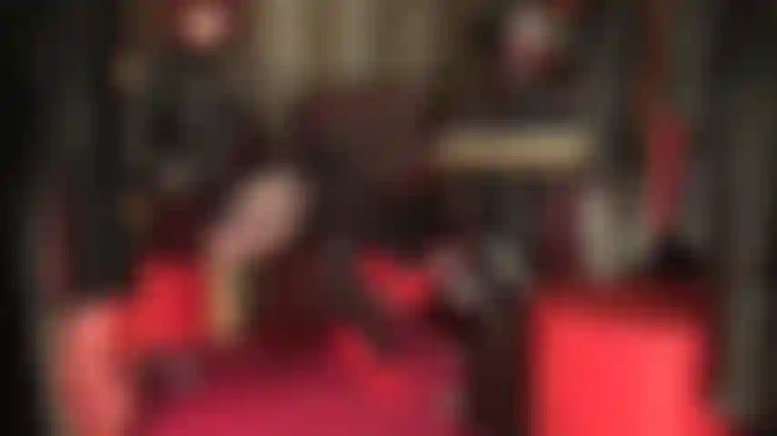 Garter patterned pantyhose legs, upskirt, crotch tease - mistress displays her round ass and wonderful long legs in garter-look pantyhose, trapping your cock in between crossed thighs.