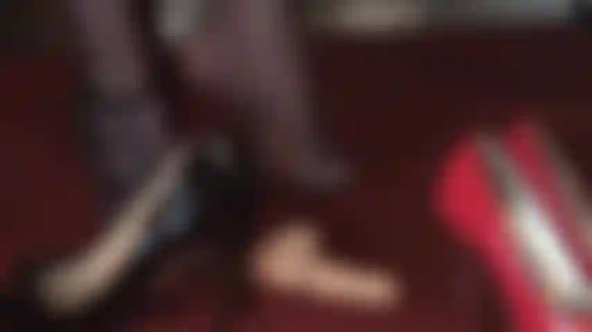 Trampling, foot fetish, high heels - stepping on your dick in pretty lace pantyhose and sharp stiletto heels.