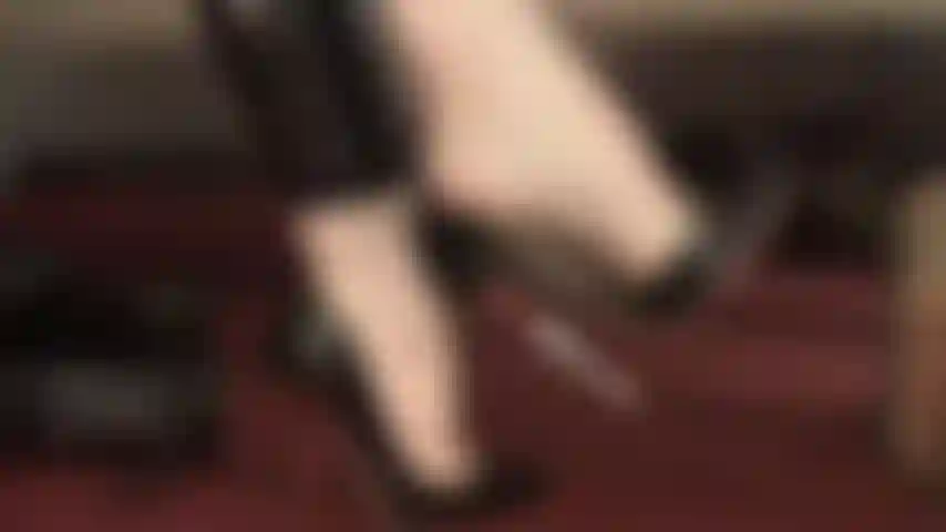 The dangling expert - mistress' incredible high arched pantyhose feet dangle high stiletto pumps.