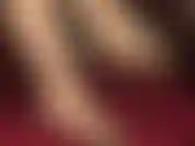 Foot fetish and shoe play - mistress teases the foot loving sub with glossy nude pantyhose feet in blush pink suede open toe mules and a closeup of dangling and feet posing.