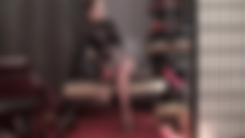 Dangling leather mules in ultra sheer nylons - mistress knows you simply cannot resist her amazing feet.