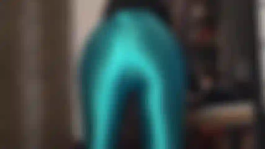 Your cock is so hard for these glossy aqua blue satin pants. Mistress teases with her sexy ass in these shiny trousers, massaging the cum from your cock with nude colored nylon gloves.