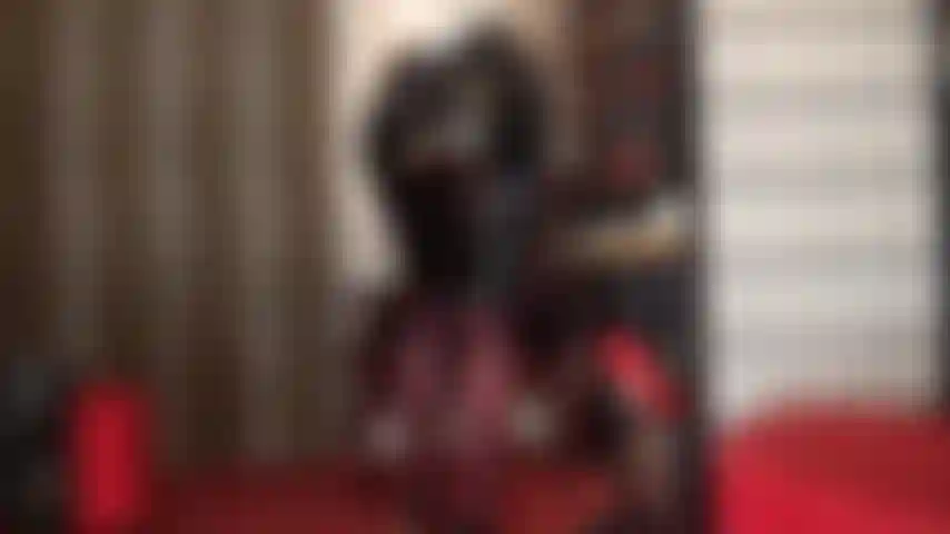 Admire mistress' amazing ass in shiny pvc pencil skirt and brown opaque pantyhose with lace panties underneath.