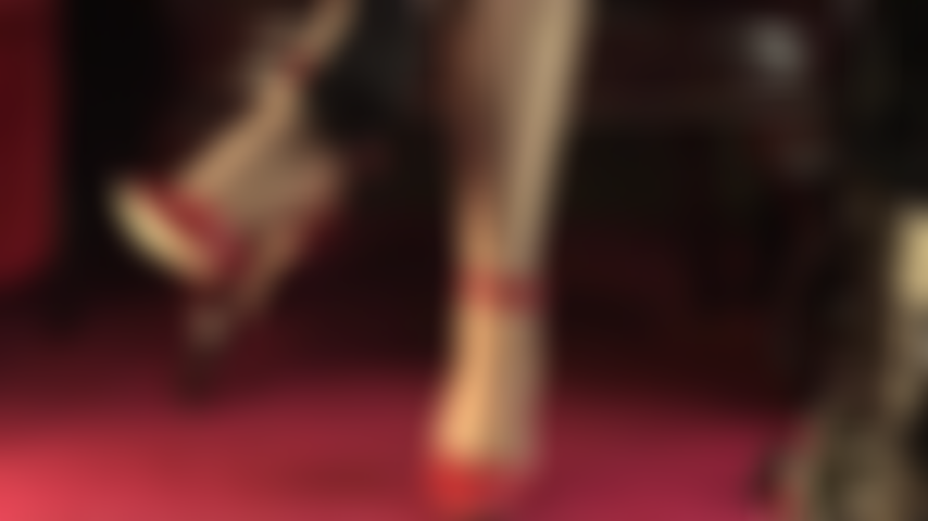 Worship my feet in tan opaque pantyhose and red ankle strap heels down to barefoot perfection.