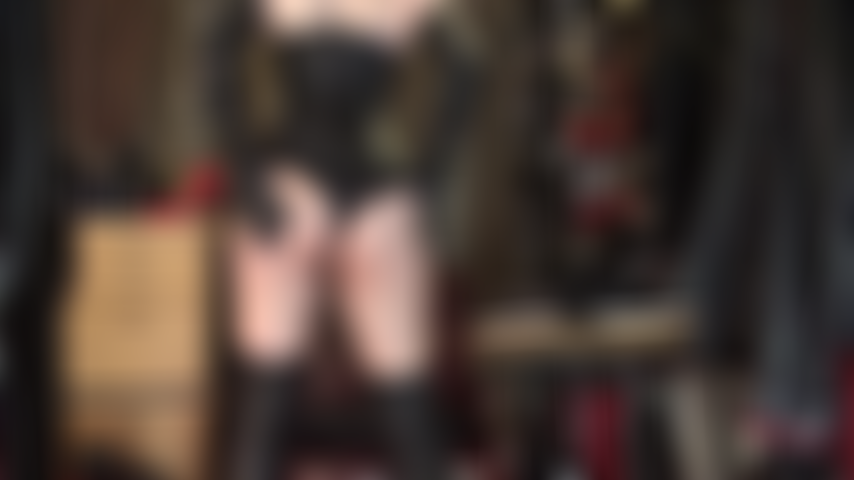 This leather goddess is yours to worship - long gloves, overknees boots, leather corset and shorts that compliment mistress vivian's perfect round butt.