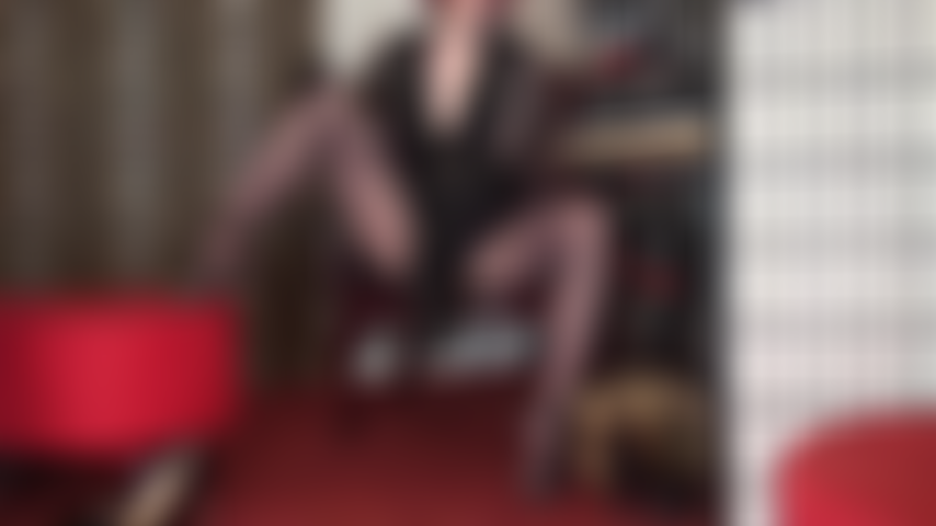 Everything your sissy bitch heart desires... Beautiful floral lace patterned pantyhose, mistress tempting you with her big black cock and nude satin and lace panties.