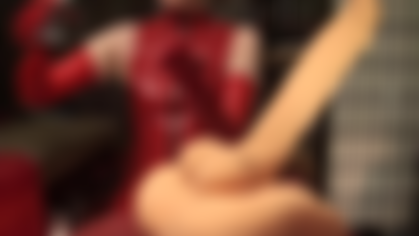 Prostate massage and cock milking - these red latex fingers slip into your ass while mistress vivian strokes your cock.