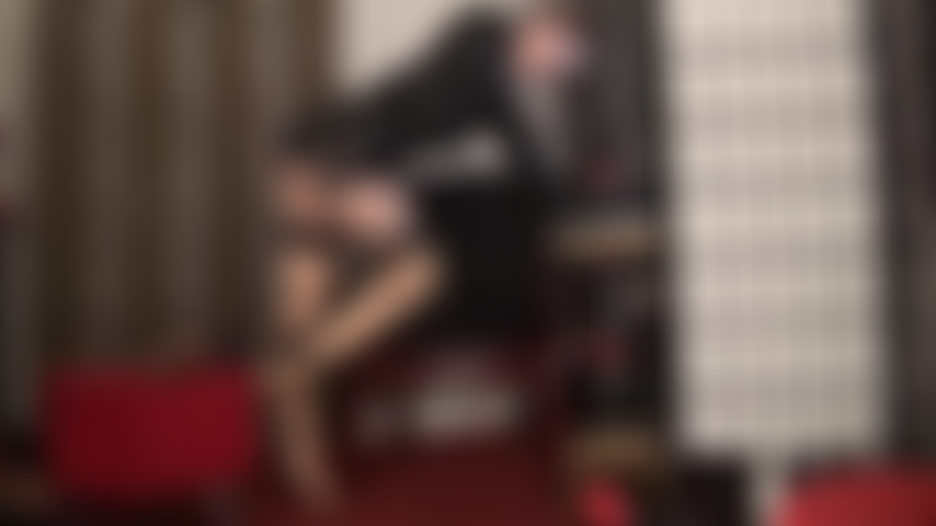 Slow sensual tease with legs and feet - super glossy nude stockings, garter girdle, red slides and magic toes that drain your balls.