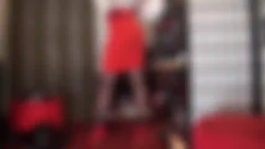 Watch your goddess change from black sheer pantyhose to a pair of black seamed, dressed up with sexy red stilettos.