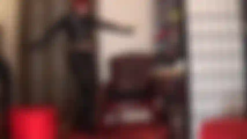 Breath control - vicious goddess dressed in shiny black pvc jeans and jacket holds a firm grip on your neck. Can you cum before you run out of breath?