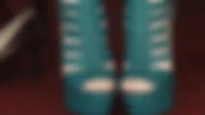 Toe worship in sheer white pantyhose and teal blue laced peeptoe boots.