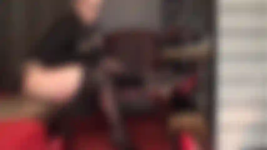 Crossed stocking legs fetish - mistress strokes your slave cock on her sexy black patent stilettos and shiny garter pantyhose.