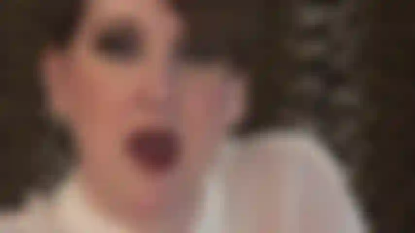 Face worship - red glossy lips, sexy tongue, short hair.