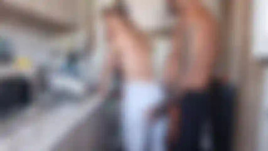 gonzo massage my ass, finger me, lick my pussy, ass job me  thru jeans in the kitchen