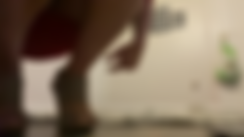 Red dress ad high heals.