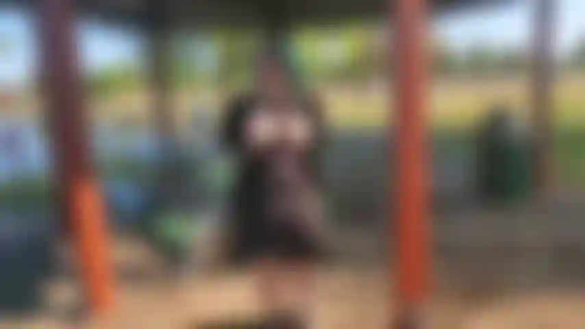 Squirting on my favorite toy cock on the picnic table at a beautiful public park near a pond.