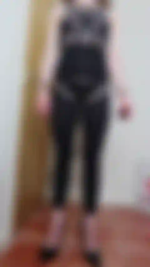 A BDSM domination video; Wearing my tight black nylon bodystocking I instruct you with british accent to leg & ass worship with ballgag presentation at the end.