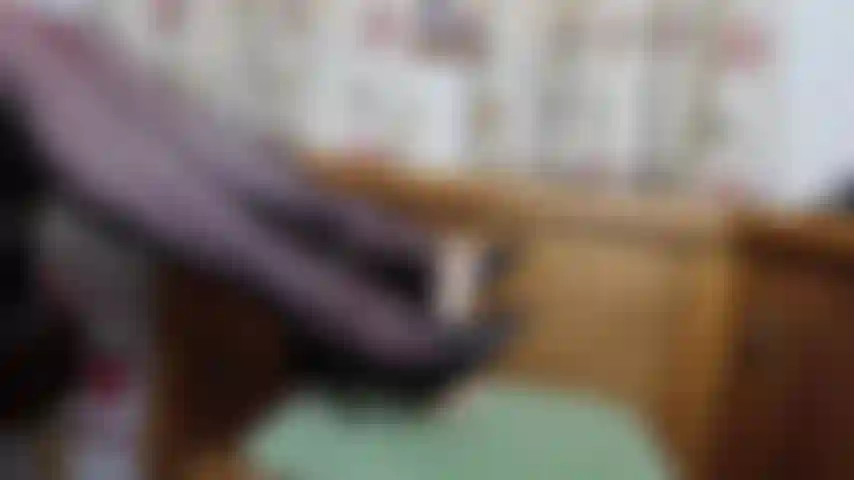 Foot job on realistic dildo British accent talk through black stiletto, black nylon stockings to finish.