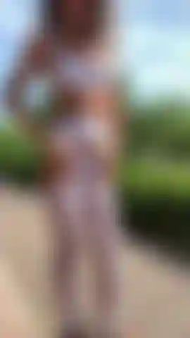 White stockings, panties and bra , outdoor teasing