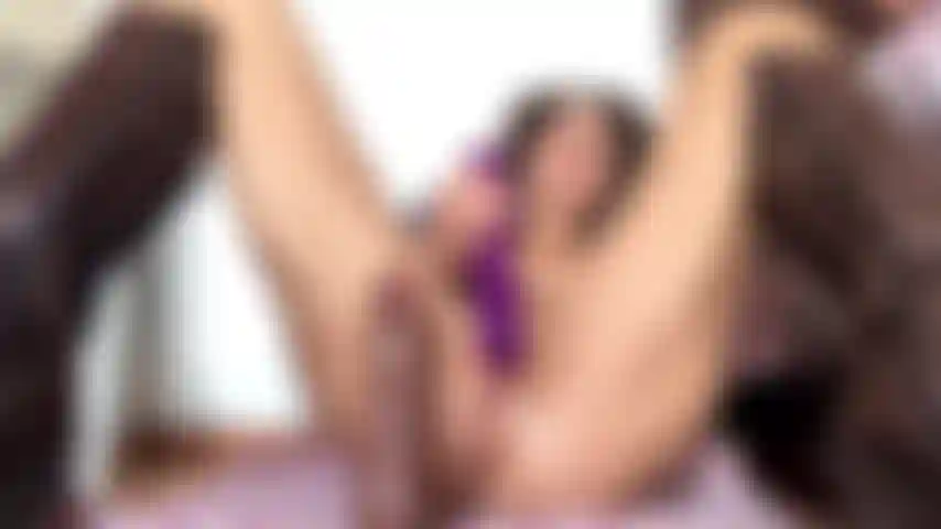 Vibrating wand fucking my tight pussy, spreading my big pussy lips, legs wide opened on the floor, boots on...