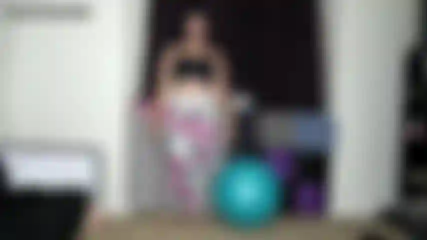 Bubble Butt Yoga Ball Bounce- I am all ready to workout in tight leggings, a thong and a sports bra. I sit on my new yoga ball and it seems to small for my weight and my big booty. I get out of the pants so I don't rip them and continue to bounce on it!