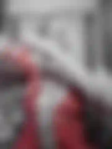 wanking dildo in red silk gloves