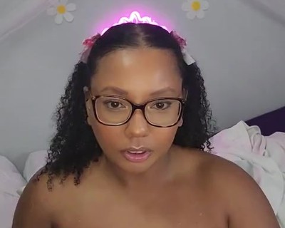 Curvy Ebony Princess in Glasses Wet Dildo BJ