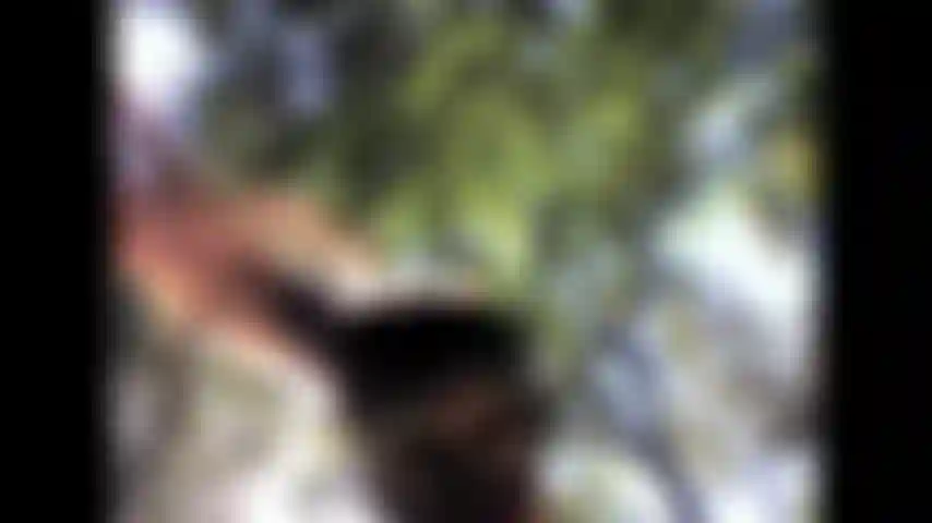 Dancing in the woods wearing black stockings & mask