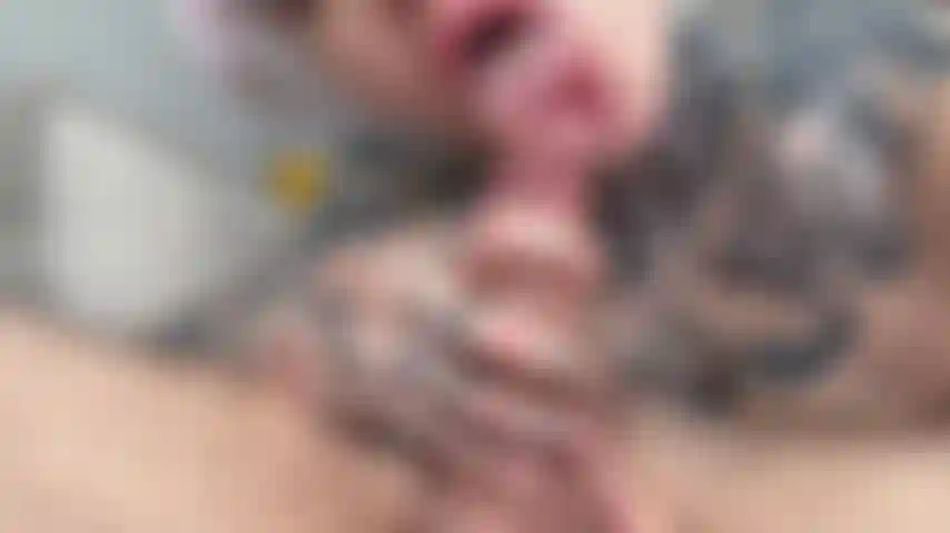 Playing with cock adn teabag spit tongue closeup cumshot