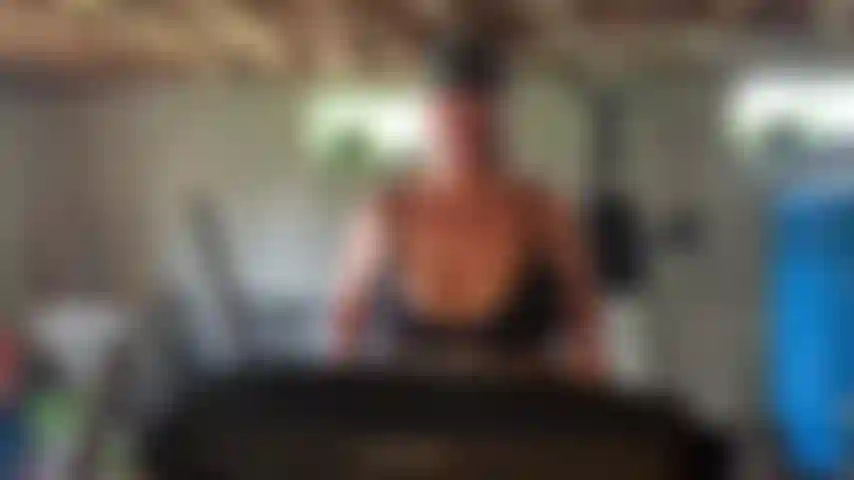 jogging on my treadmill topless