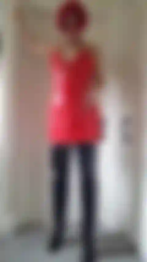 Booted PVC Cumslut Tease Tits out Fingering myself