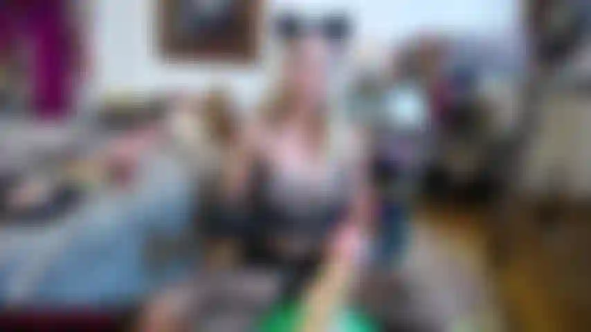 jerk off with black gloves cum on titties